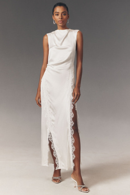 knee length dresses for ladies Allegra Lace Plunged Maxi Dress | Espresso | Dresses main image 1