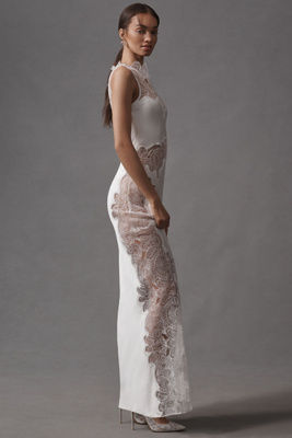 Shona Joy - High-Neck Stratus Lace Slim Maxi Dress