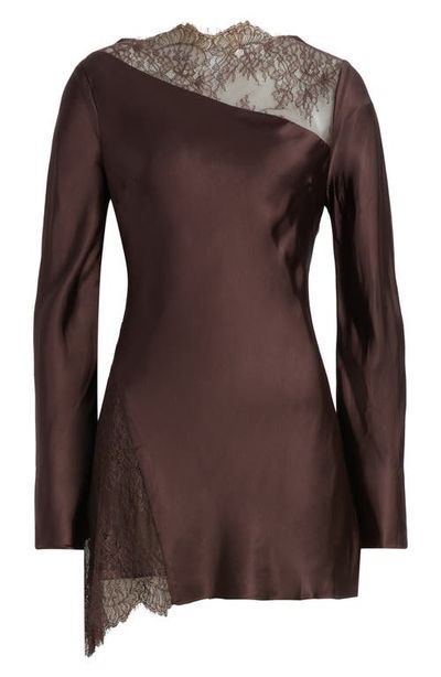 Shona Joy Shona Joy Allgra Asymmetric Lace Panel Charmeuse Minidress