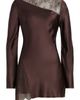 Shona Joy Shona Joy Allgra Asymmetric Lace Panel Charmeuse Minidress - 5