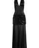 Shona Joy Shona Joy Bianca Sequin Plunge Halter Satin Gown - 5