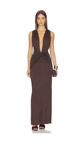 Shona Joy Shona Joy Miro Sleeveless Plunged Maxi Dress