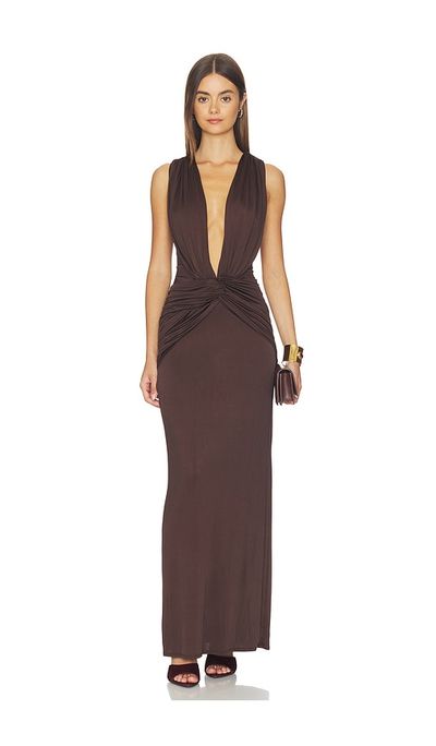 Shona Joy Shona Joy Miro Sleeveless Plunged Maxi Dress