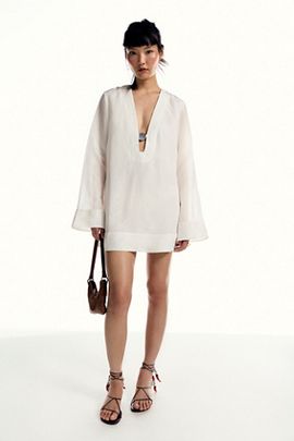 Shona Joy Shona Joy Paloma Plunge Long-Sleeve Mini Dress