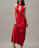 Shona Joy Tatum Mock-Neck Halter Cutout Ruched Satin Maxi Dress - 1