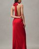 Shona Joy Tatum Mock-Neck Halter Cutout Ruched Satin Maxi Dress - 2