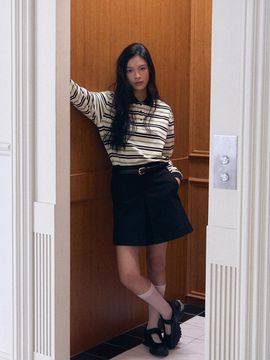 SHOP,ARA Seoro A-line Belt Set Mini Skirt [Black]