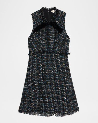Shoshanna Alicia Bow-Front Shimmer Tweed Mini Dress