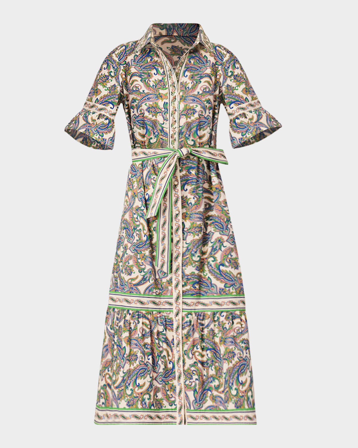 Shoshanna Alix Flounce Paisley-Print Midi Dress