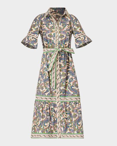 Shoshanna Alix Flounce Paisley-Print Midi Dress