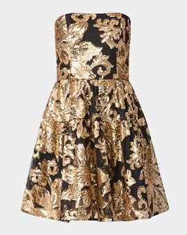 Shoshanna Astor Strapless Floral Sequin Mini Dress