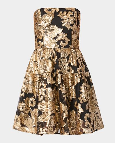 Shoshanna Astor Strapless Floral Sequin Mini Dress