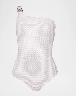 Shoshanna Asymmetric Ring One-Piece Swimsuit