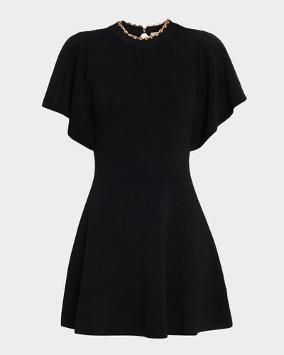 Shoshanna Aura Chain-Trim Rib Knit Mini Dress