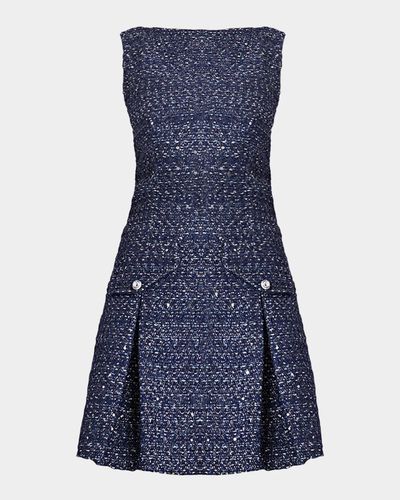 Shoshanna Bradford Pleated Shimmer Tweed Mini Dress
