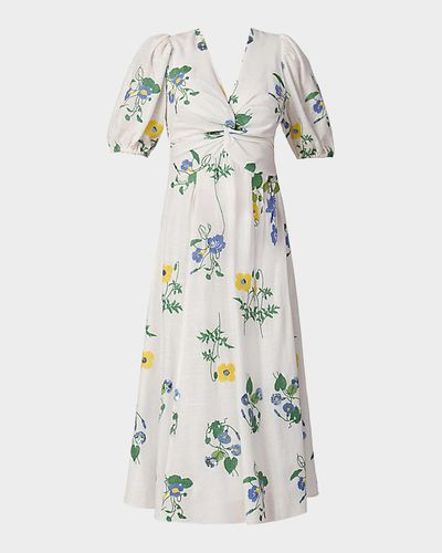 Shoshanna Dodge Printed Knot Midi Dress
