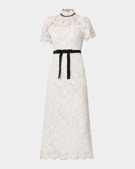 Shoshanna Elyse Floral Velvet Lace Midi Dress