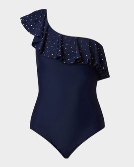 Shoshanna Embellished One-Shoulder One-Piece Swimsuit