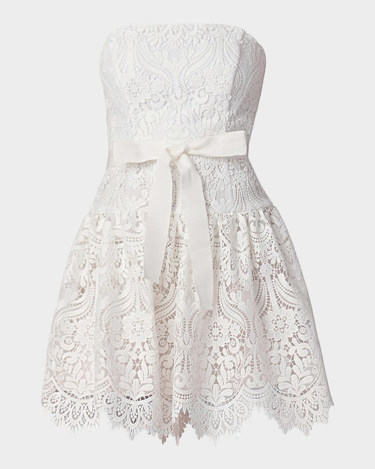 Shoshanna Ester Strapless Guipure Lace Mini Dress