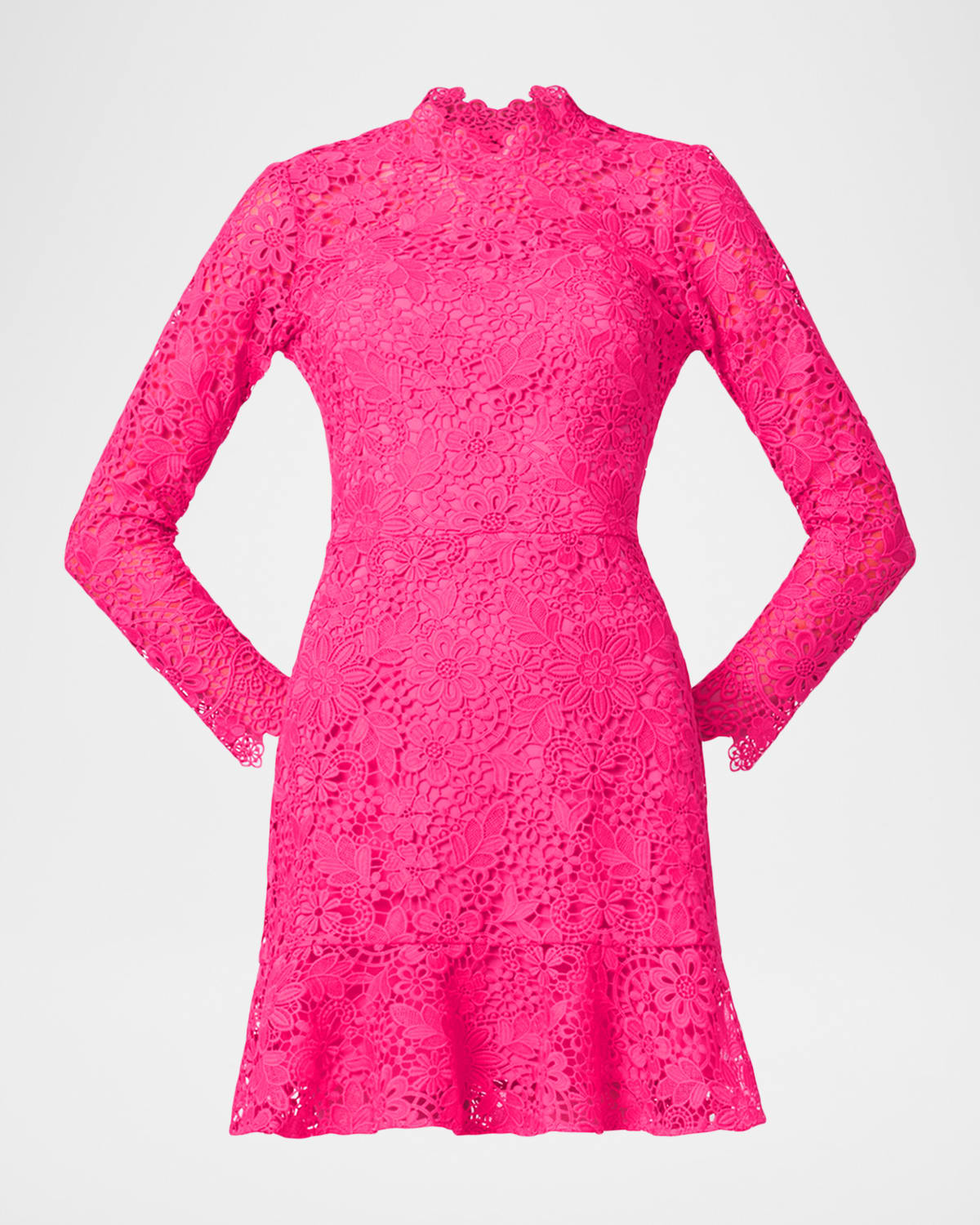 Shoshanna Gracie Floral Lace Flounce-Hem Mini Dress