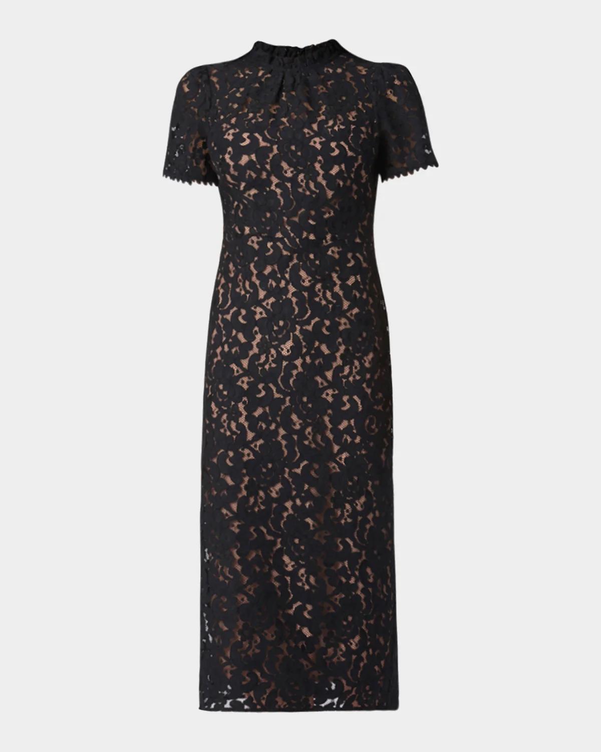 Shoshanna Hudson Corded Lace Column Midi Dress