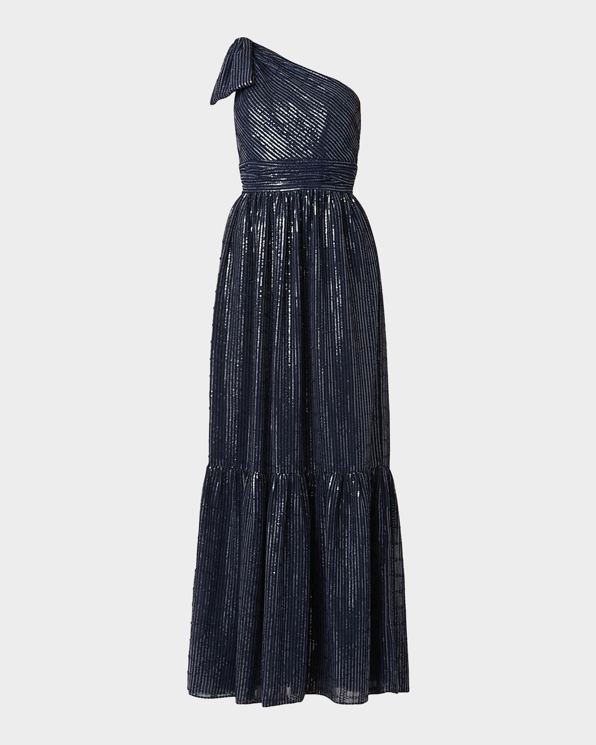 Shoshanna Indigo Sequined One-Shoulder Gown