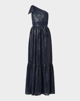 Shoshanna Indigo Sequined One-Shoulder Gown