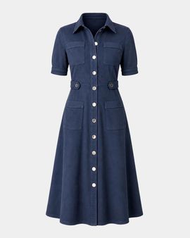 Shoshanna Jenson Button-Front Faux Suede Midi Dress