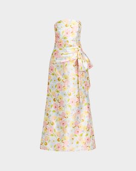 Shoshanna Jill Strapless Floral-Print Mikado Gown