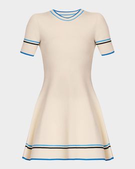 Shoshanna Kate Striped Rib Knit Fit-&-Flare Mini Dress