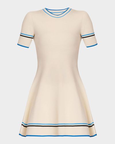 Shoshanna Kate Striped Rib Knit Fit-&-Flare Mini Dress