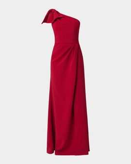 Shoshanna Killian One-Shoulder Stretch Crepe Gown