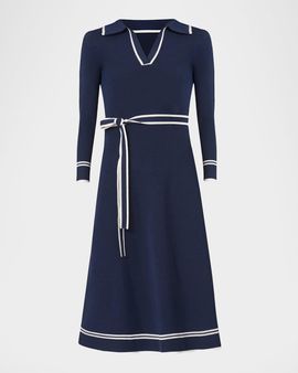 Shoshanna Malia Tie-Waist A-Line Midi Dress