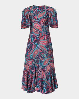Shoshanna Mallie Flutter-Sleeve Paisley Midi Dress