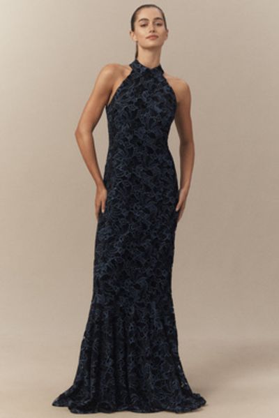 Shoshanna Marcia High-Neck Lace Maxi Dress