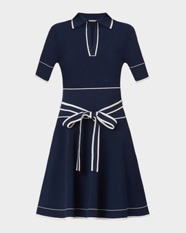 Shoshanna Maren Contrast-Trim Rib Knit Mini Dress