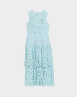 Shoshanna Mia Sleeveless Tiered Lace Midi Dress