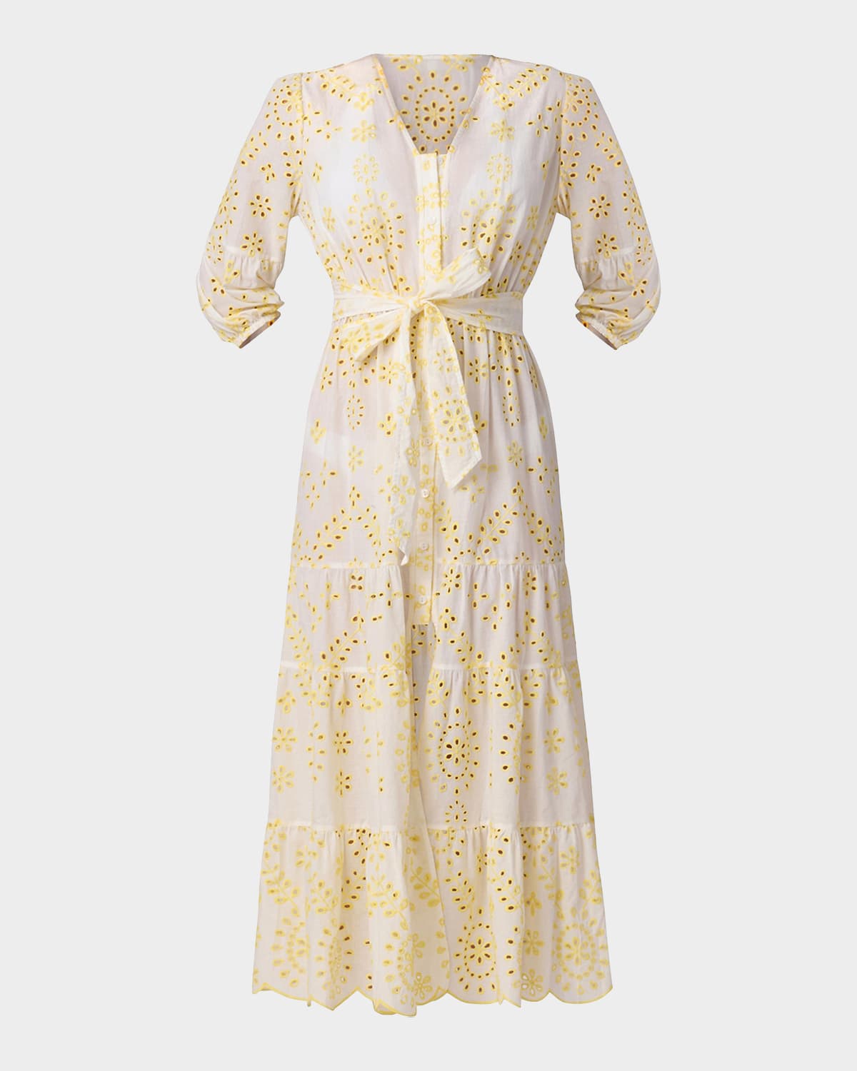 Shoshanna Santorini Cotton Broderie Anglaise Midi Dress