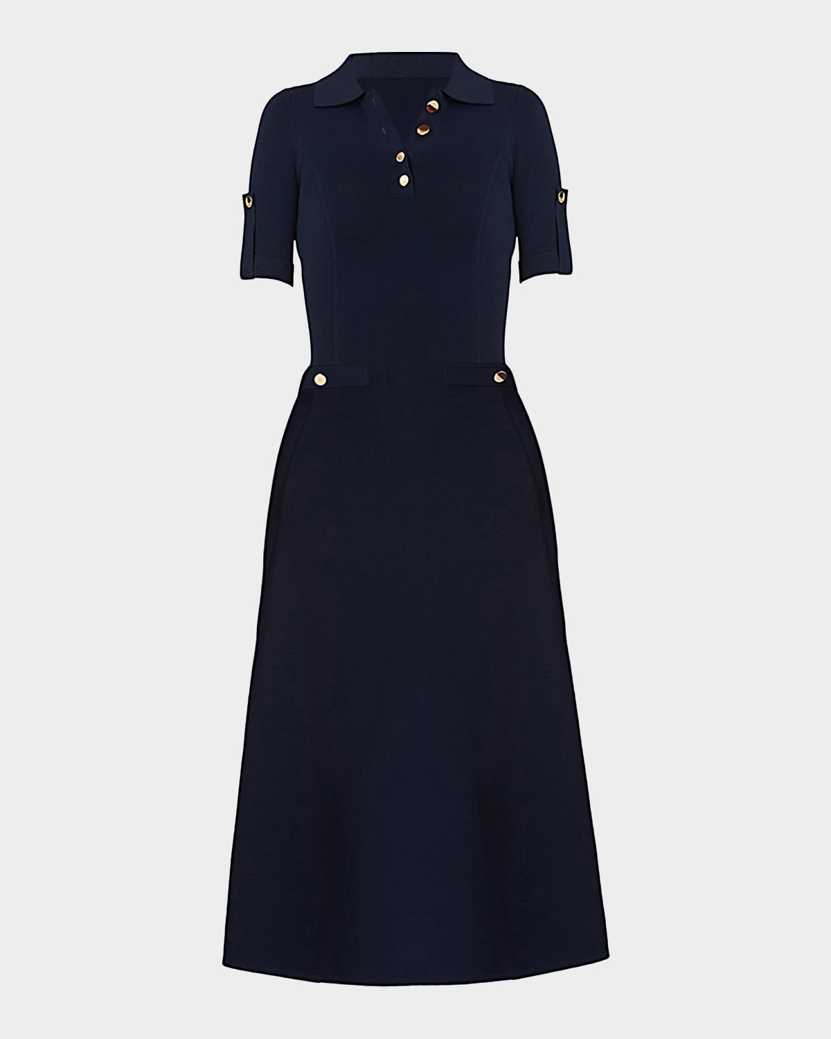 Shoshanna Saylor Button-Embellished Knit Midi Dress