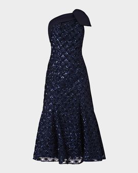 Shoshanna Selina One-Shoulder Sequin Midi Dress