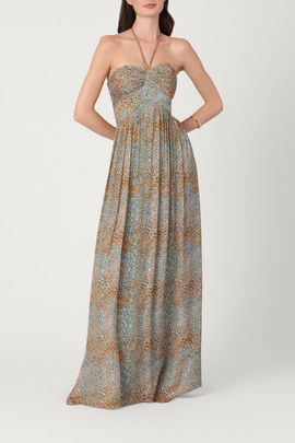 Shoshanna Shoshanna Abstract Animal Gold Clip Chiffon Midnight Grace Dress