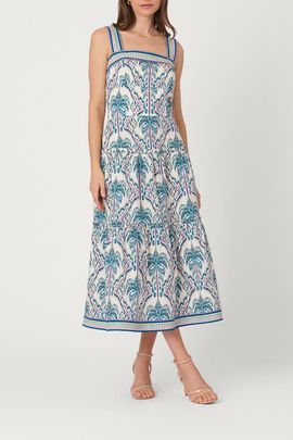 Shoshanna Shoshanna Balinese Palm Print Brook Dress