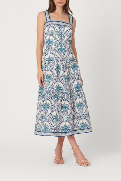 Shoshanna Shoshanna Balinese Palm Print Brook Dress