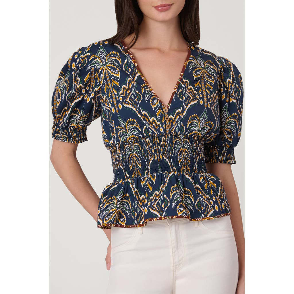 Shoshanna Shoshanna Balinese Palm Print Jocelyn Top