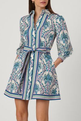 Shoshanna Shoshanna Balinese Palm Print Vesey Dress