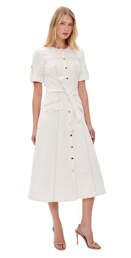 Shoshanna Shoshanna Bethany Midi Dress Ivory