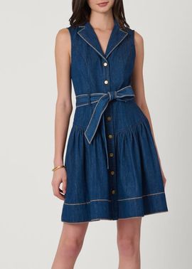 Shoshanna Shoshanna Embroidered Denim Mae Dress 