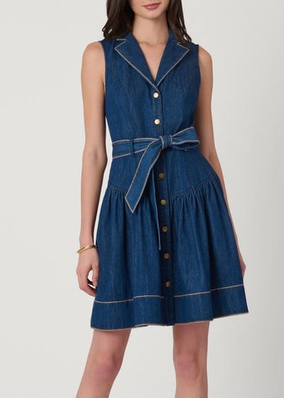 Shoshanna Shoshanna Embroidered Denim Mae Dress 