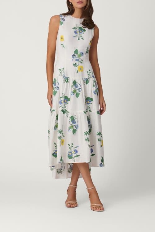 Shoshanna Shoshanna Embroidered Linen Cambridge Dress