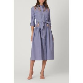 Shoshanna Shoshanna Embroidered Pinstripe Caldwell Dress